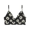 Bralette de algodón orgánico con estampado floral negro