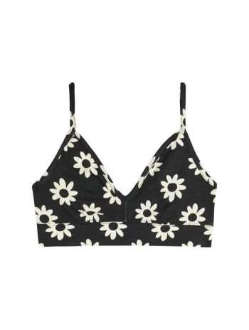 Bralette de algodón orgánico con estampado floral negro