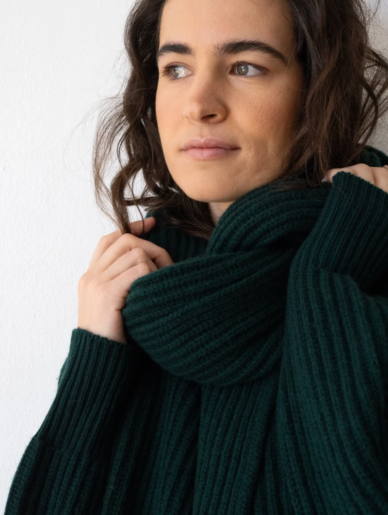 Bufanda de punto canalé de lana merino y cachemir - Imagen 8