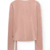 Camiseta cruzada rosa empolvado de lana merino - Imagen 7