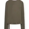 Camiseta cruzada verde oliva de lana merino - Imagen 7