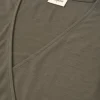 Camiseta cruzada verde oliva de lana merino - Imagen 8