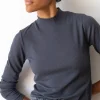 Camiseta de cuello cisne azul arándano en lana merino - Imagen 3