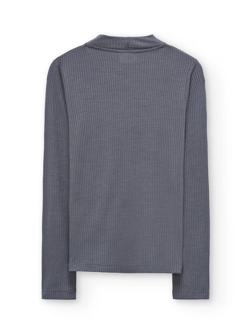 Camiseta de cuello cisne azul arándano en lana merino - Imagen 6