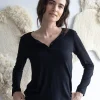 Camiseta cuello panadero gris antracita de lana merino