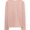 Camiseta cuello panadero rosa empolvado de lana merino - Imagen 5