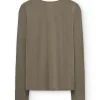 Camiseta cuello panadero verde salvia de lana merino - Imagen 6