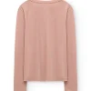 Camiseta de cuello V rosa empolvado de lana merino - Imagen 7