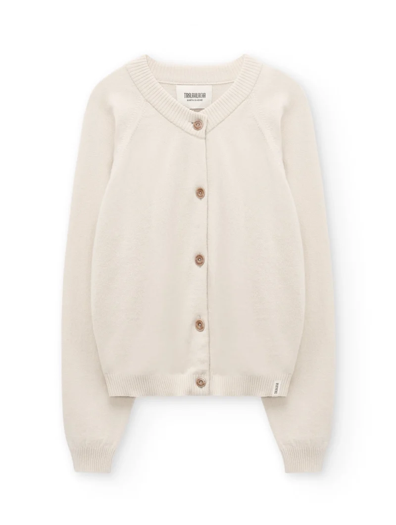 Cárdigan beige con botones de lana merino y cachemir - Imagen 5