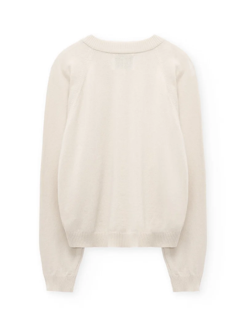 Cárdigan beige con botones de lana merino y cachemir - Imagen 6