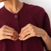 Cárdigan granate con botones de lana merino y cachemir - Imagen 3