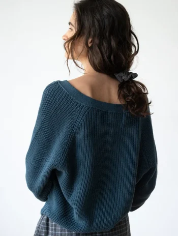 Alternative view of Chaqueta corta azul petróleo de algodón orgánico