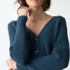 Chaqueta corta azul petróleo de algodón orgánico - Imagen 4