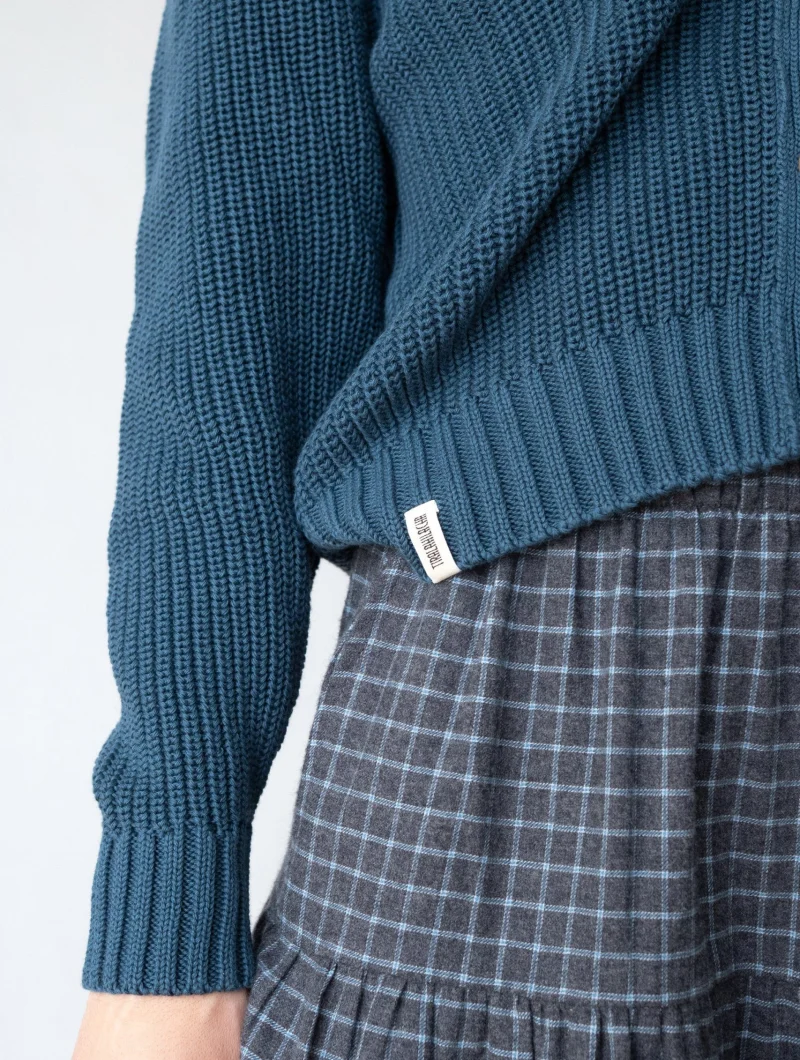 Chaqueta corta azul petróleo de algodón orgánico - Imagen 5