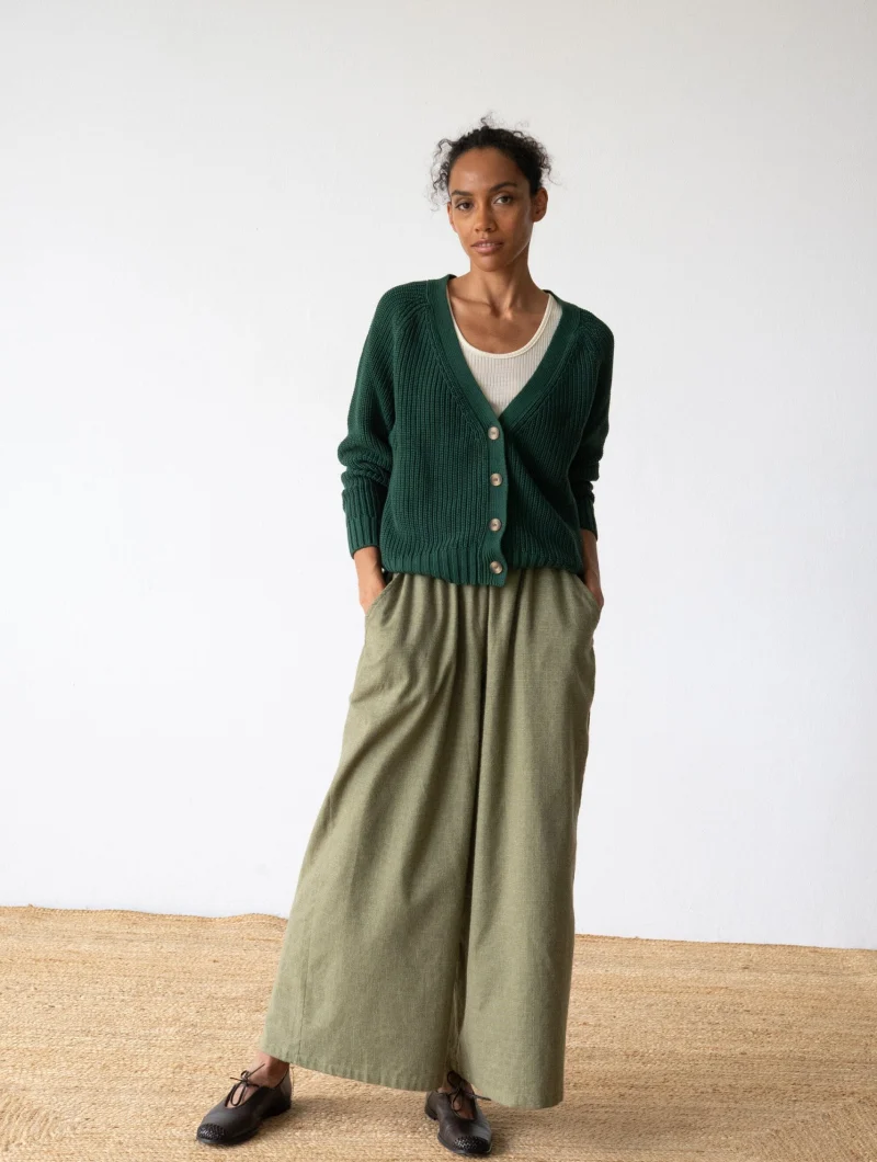 Chaqueta corta verde bosque de algodón orgánico - Imagen 3