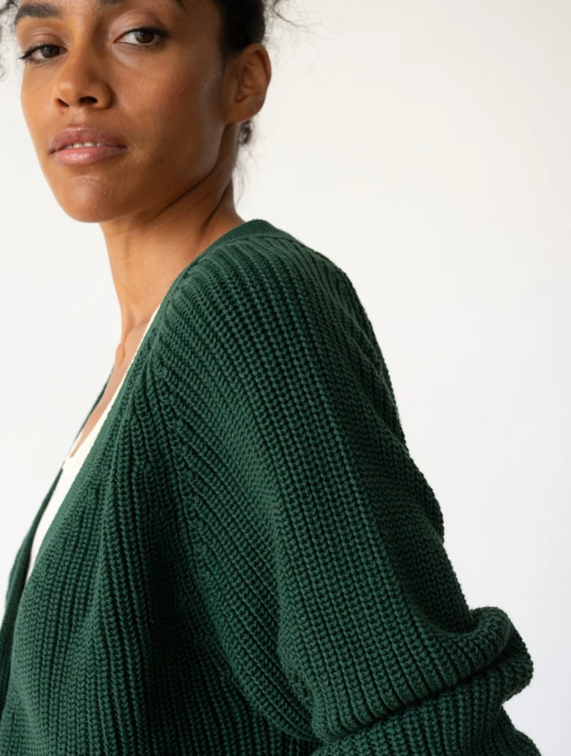Chaqueta corta verde bosque de algodón orgánico - Imagen 4