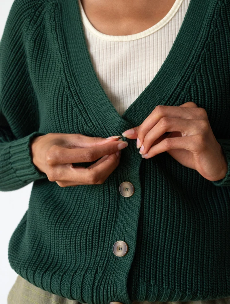 Chaqueta corta verde bosque de algodón orgánico - Imagen 5
