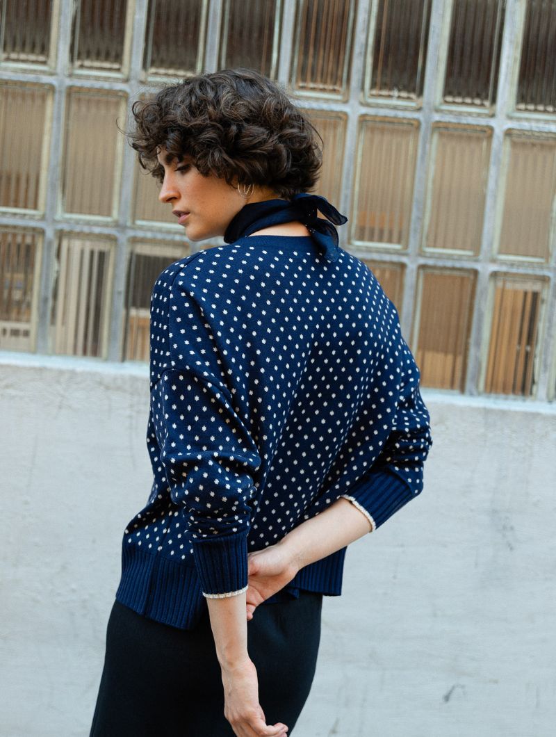 Chaqueta de lunares azulón de lana merino - Imagen 3