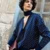 Chaqueta de lunares azulón de lana merino - Imagen 2