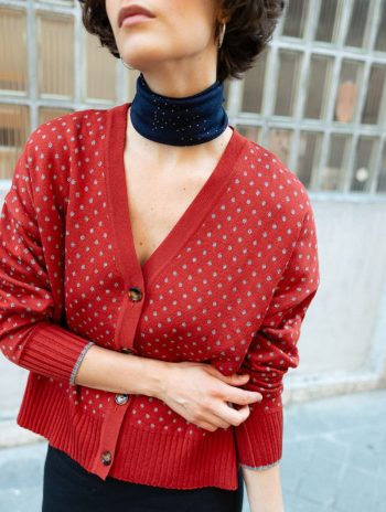 Alternative view of Chaqueta de lunares terracota de lana merino