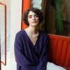 Chaqueta oversize berenjena de lana merino - Imagen 3