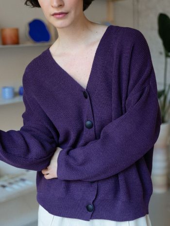 Alternative view of Chaqueta oversize berenjena de lana merino
