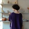 Chaqueta oversize berenjena de lana merino - Imagen 4