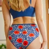 Conjunto de bralette azul y braga alta Majorelle de algodón orgánico - Imagen 3
