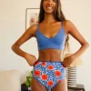 Conjunto de bralette azul y braga alta Majorelle de algodón orgánico - Imagen 4