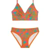 Conjunto interior naranja con estampado floral multicolor, top de tirantes y braguita clásica