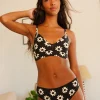 Conjunto de bralette y braga clásica floral negro de algodón orgánico - Imagen 2