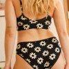 Conjunto de bralette y braga clásica floral negro de algodón orgánico - Imagen 5