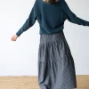 Falda larga azul arándano con volantes de algodón orgánico - Imagen 3