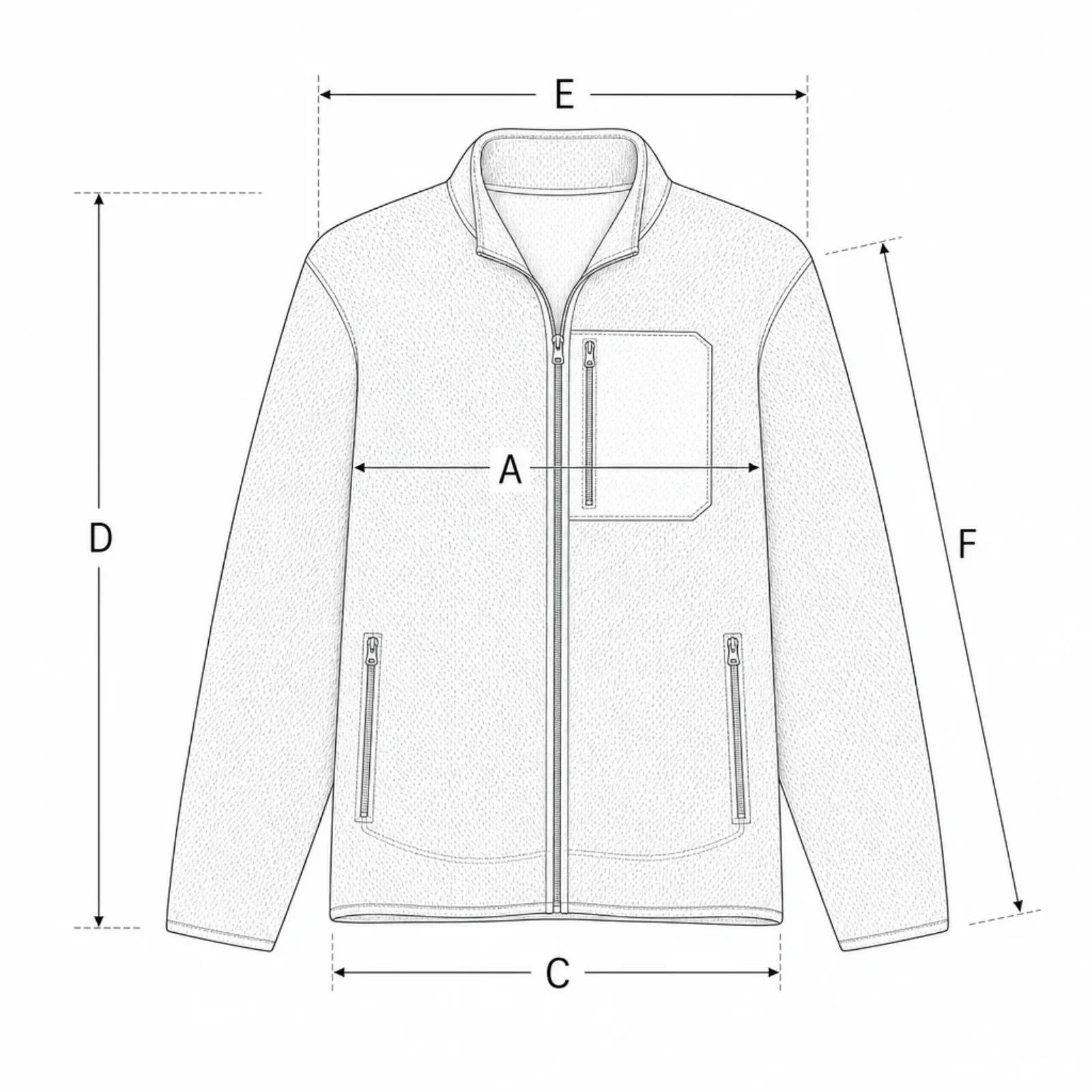 Croquis de medidas de Chaqueta polar SENNA