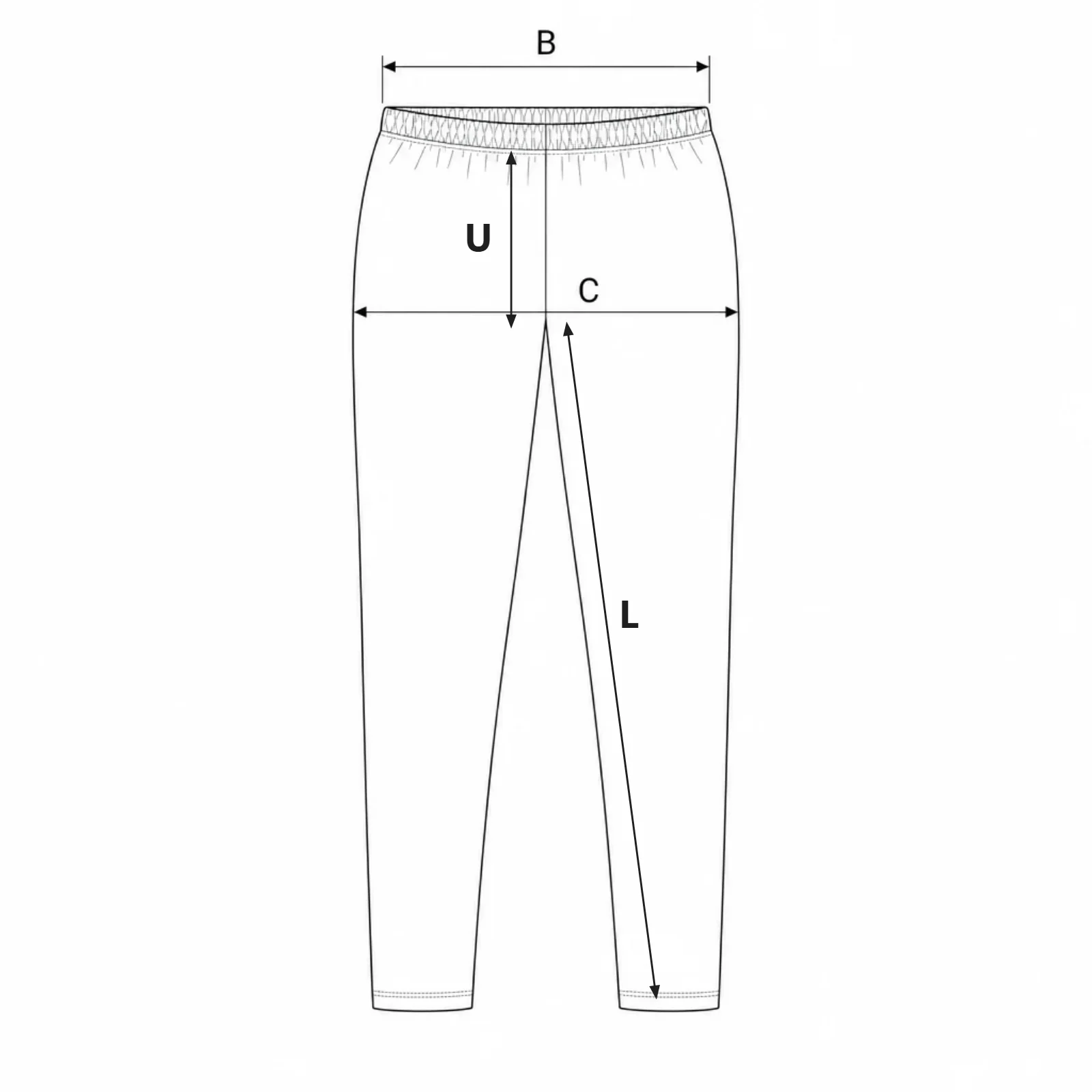 Croquis de medidas de Leggins cómodos ANNEDORE