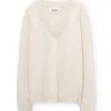 Jersey beige con escote en V de lana merino y cachemir - Imagen 5