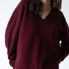 Jersey granate con escote en V de lana merino y cachemir - Imagen 4