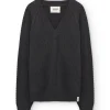 Jersey gris carbón con escote en V de lana merino y cachemir - Imagen 5