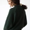 Jersey de manga trenzada verde bosque de algodón orgánico - Imagen 2