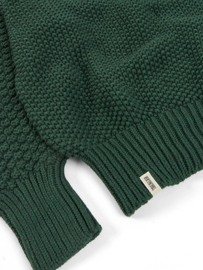 Jersey de manga trenzada verde bosque de algodón orgánico - Imagen 6