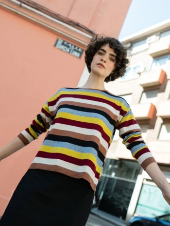 Alternative view of Jersey a rayas multicolor de lana merino