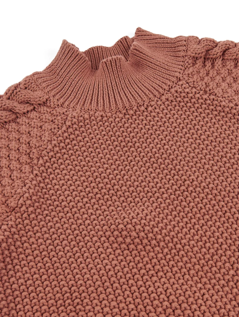 Jersey rosa manga trenzada de algodón orgánico - Imagen 6