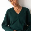 Jsersey verde bosque escote V de lana merino