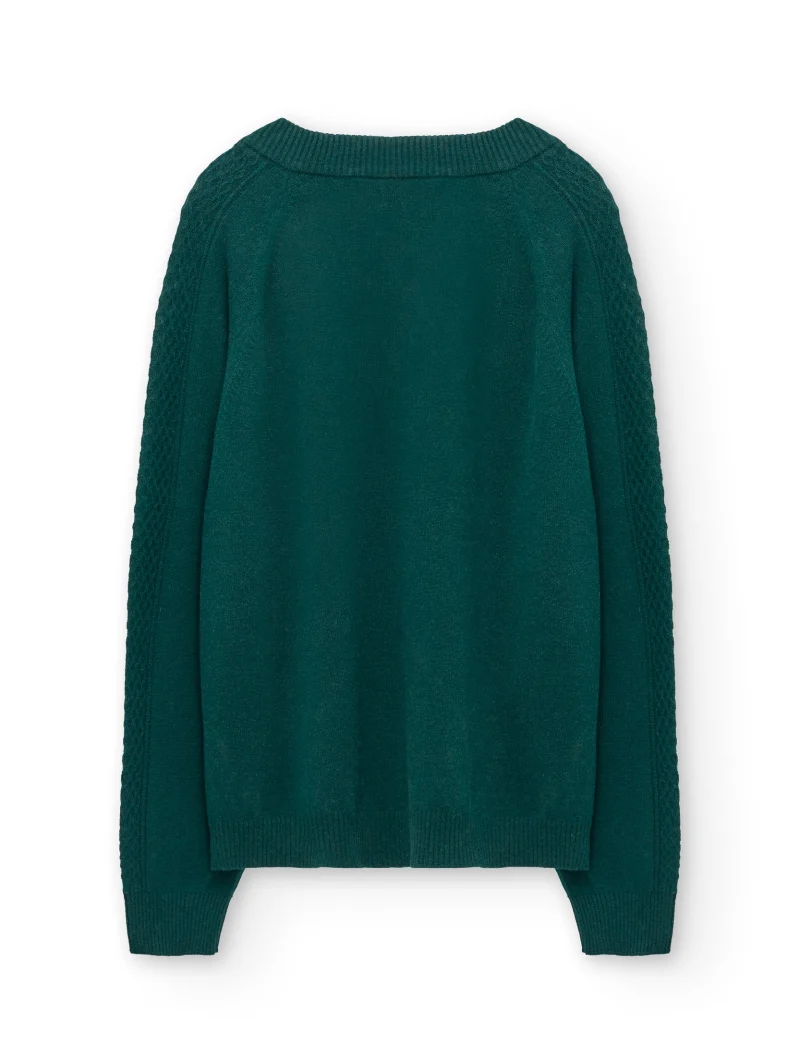 Jersey verde con escote en V de lana merino y cachemir - Imagen 6