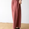 Pantalón ancho granate grosella de algodón orgánico