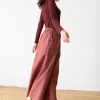 Pantalón ancho granate grosella de algodón orgánico - Imagen 5