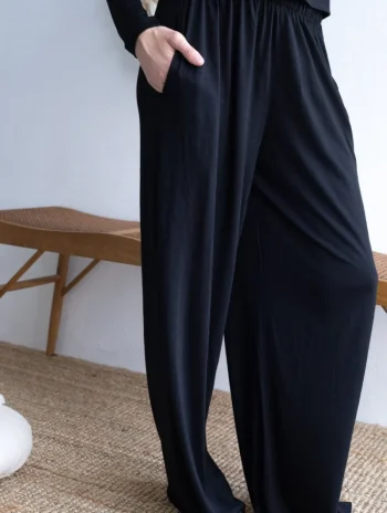 Pantalón ancho gris antracita de lana merino