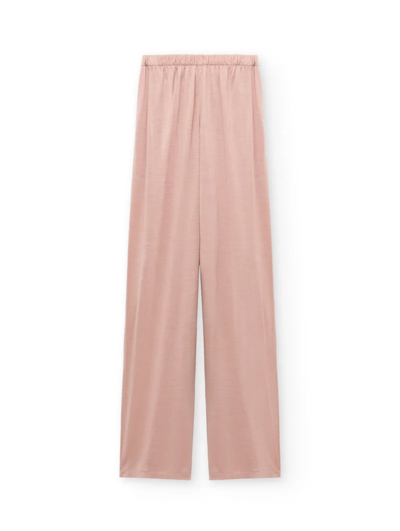 Pantalón ancho rosa empolvado de lana merino - Imagen 7