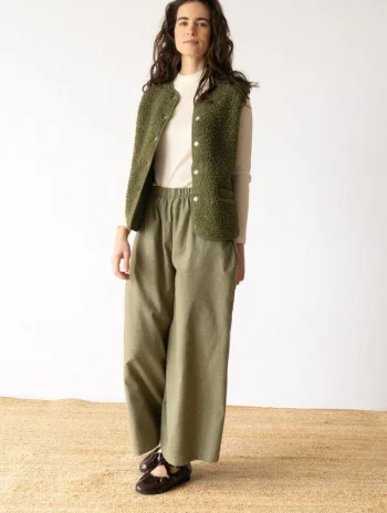 Pantalón ancho verde oliva de algodón orgánico