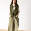 Pantalón ancho verde oliva de algodón orgánico - Imagen 2